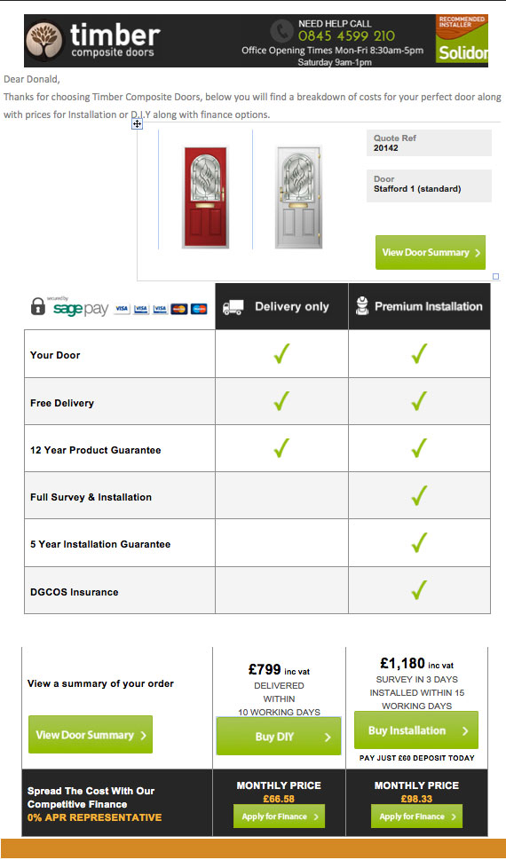 Example Timber Composite Doors Quote