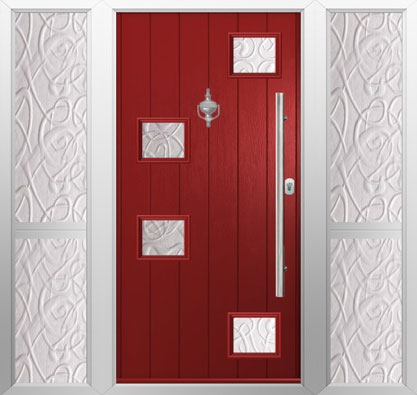 Solidor-Modena-with-twin-side-panels-in-red-with-everglade-glazing-and-contemporary-accessories