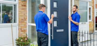 A Solidor door installation carried out using low-waste methods — showcasing how sustainability is built into nationwide fitting practices