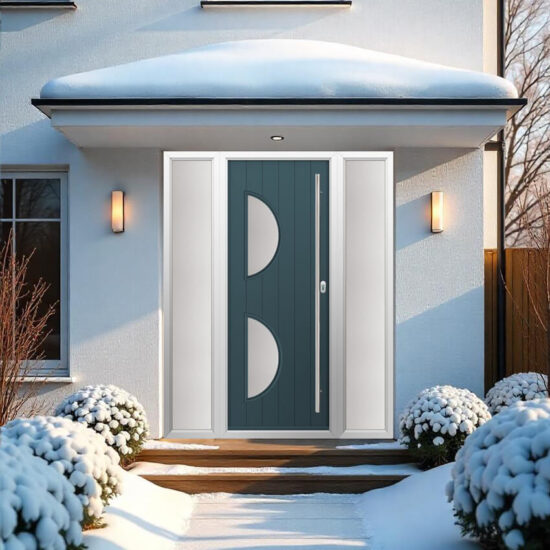 Solidor Siena composite door in Anthracite Grey, showcasing a sleek, modern Italian-inspired design